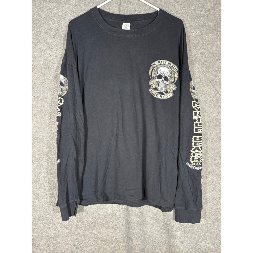 Keya Myrtle Beach Bike Rally 2016 Skull Long Sleeve T-Shirt Mens 2XL Black SC